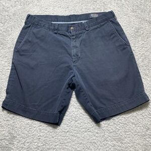 Polo Ralph Lauren Mens Navy Blue Chino Shorts Size 36 Cotton Twill Flat Front